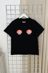 Shell black printed heavyweight oversized t-shirt