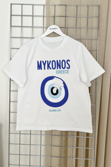 Mykonos white printed heavyweight oversized t-shirt