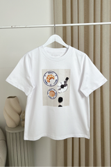 Coffee & croissants printed white heavyweight t-shirt