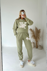 Now or never sage applique sweater joggers premium loungewear