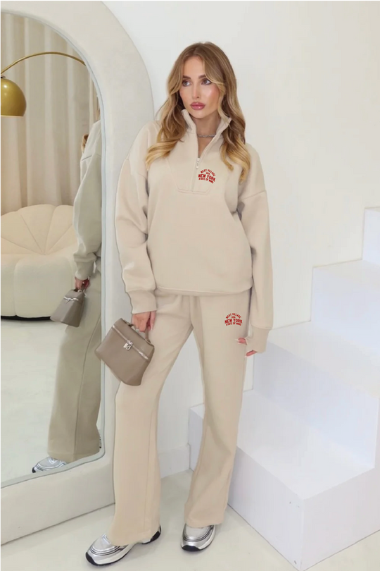 New York stone 3/4 zip sweater straight leg loungewear