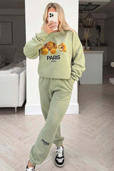 Teddy heads Off sage sweater loungewear set