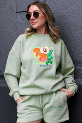 Peachy sage embroidered sweater short coord