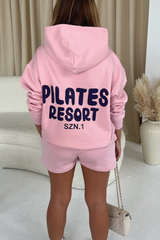 Pilates Resort Szn 1 Baby Pink Premium Hoodie Short Loungewear Set