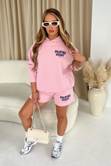 Pilates Resort Szn 1 Baby Pink Premium Hoodie Short Loungewear Set