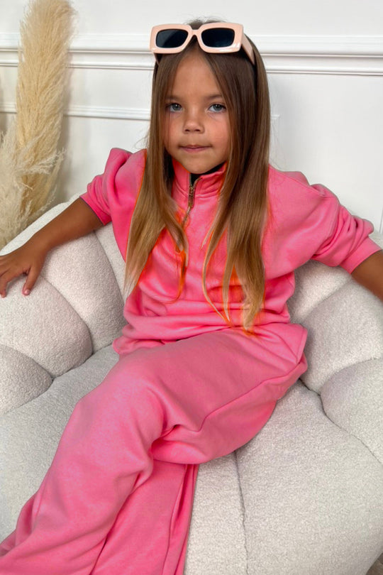 Mini pink lemonade premium essential 3/4 zip sweater