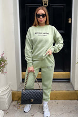 river seine sage embroidered sweater loungewear set