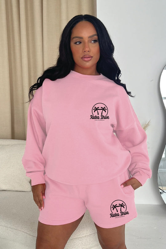 Rodeo Drive Baby Pink Embroidered Sweater Short Set