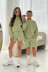 Mini sage premium essential 3/4 zip sweater