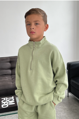 Mini sage premium essential 3/4 zip sweater