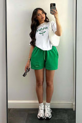 Saint Lucia green embroidered tee short co ord Co Ord