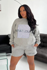 Saint Louis Melange Grey Sweater Short Coord Loungewear