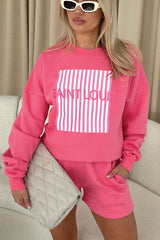 Saint Louis Pink Lemonade Sweater Short Coord Loungewear