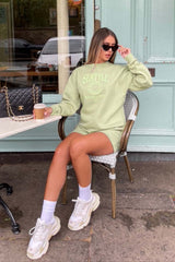 Seattle sage embroidered sweater short loungewear set