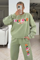 Self love sage printed sweater loungewear set