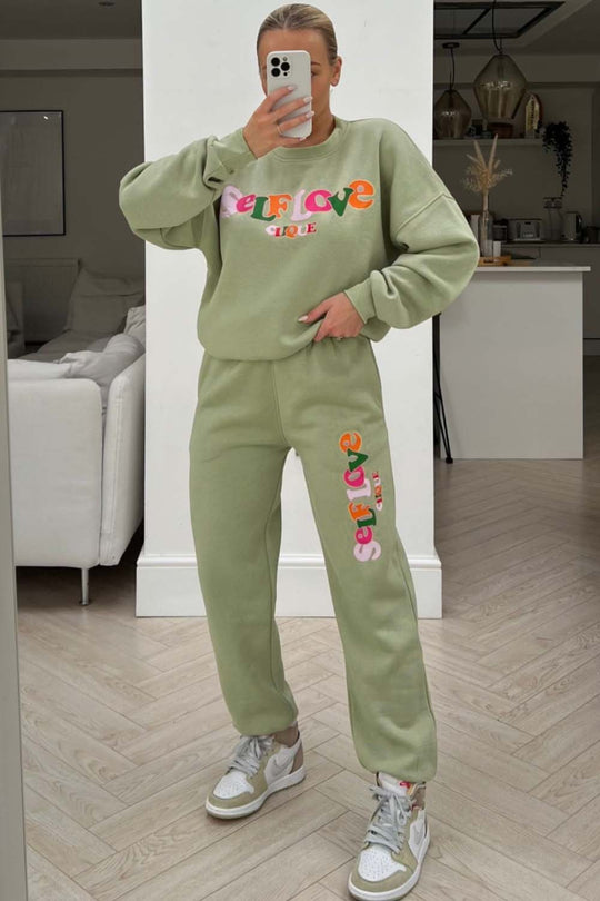 Self love sage printed sweater loungewear set