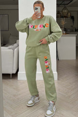 Self love sage printed sweater loungewear set