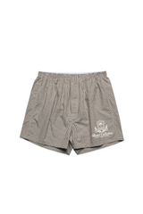 Emblem mocha stripe embroidered shorts - Resort Collective
