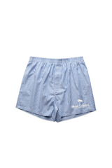 Palm blue stripe embroidered shorts - Resort Collective