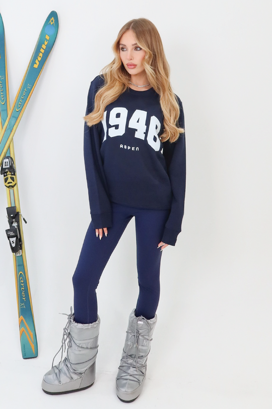 Aspen ski navy printed sweater