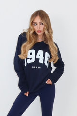 Aspen ski navy printed sweater