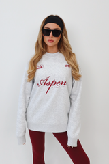 Aspen marl grey and burgundy printed sweater & legging