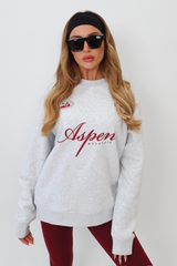 Aspen marl grey and burgundy printed sweater & legging