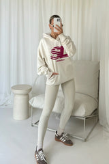 Studio leisure athletics ecru printed hoodie