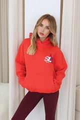 Studio leisure star red printed hoodie