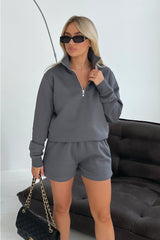 Glamify Premium Essential Steel Grey 3/4 Zip Sweatshirt Sweater