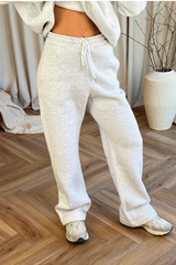 St Moritz marl embroidered pull over hoodie & wide leg trousers loungewear