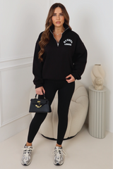 Studio Leisure black printed 3/4 zip sweater legging set