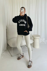 STUDIO LEISURE ESSENTIAL NAVY PRINTED HOODIE