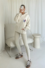 Studio leisure star ecru printed hoodie