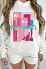 Palm Beach Ecru PREMIUM Embroidered Hooded loungewear set