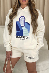 Summer State of Mind Ecru PREMIUM Hooded loungewear set