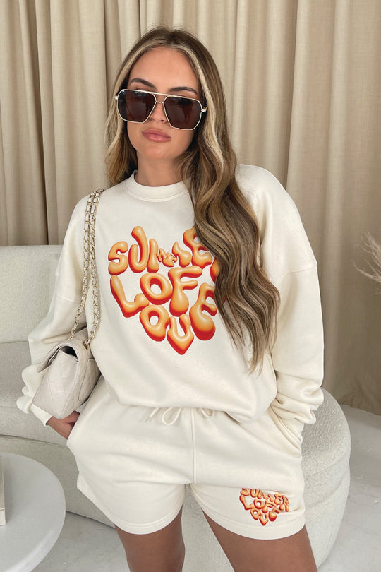 Summer of Love ecru PREMIUM loungewear set