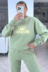 Sunshines Sage Embroidered Sweater Jogger Loungewear Set Loungewear