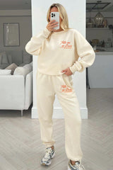 Take me to Paris ecru printed sweater joggers loungewear