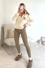 take your time ecru printed 3/4 sweater and legging set