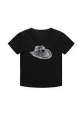 Shimmer black print Eras baby tee