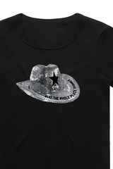 Shimmer black print Eras baby tee
