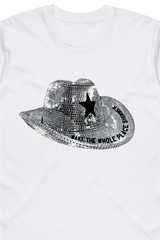 Shimmer white print Eras t-shirt