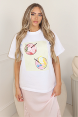 Summer Cocktail white & butter printed heavyweight t-shirt