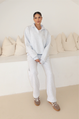 Marl embroidered logo 3/4 zip sweater