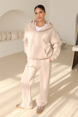 Stone embroidered logo zip hoodie