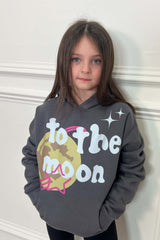 Mini To the moon steel grey printed hoodie