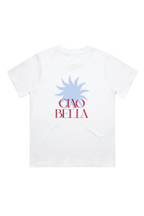 Ciao bella white printed heavyweight oversized t-shirt