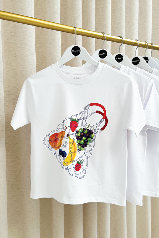 Mini fruit bag white printed t-shirt