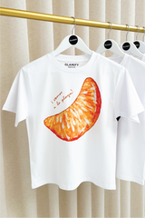 Mini tangerine white printed t-shirt